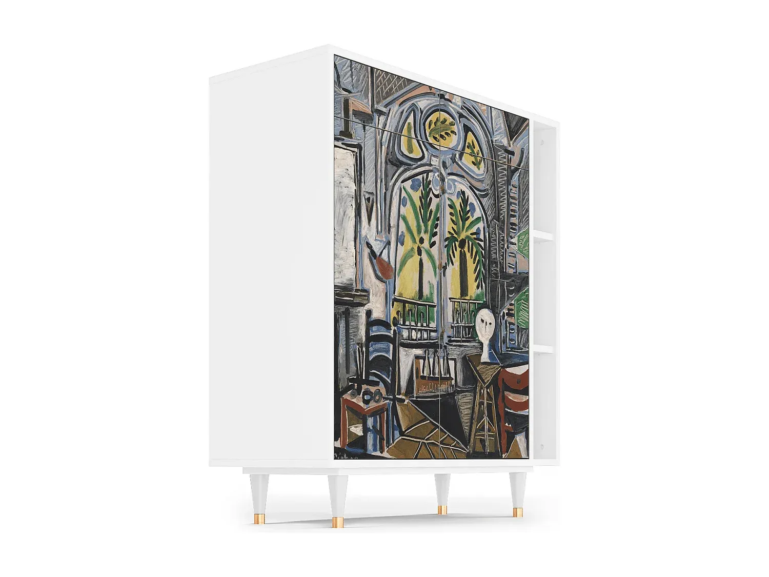 Elegantes Sideboard in Weiß, 96x110x41 cm-Vibyogi