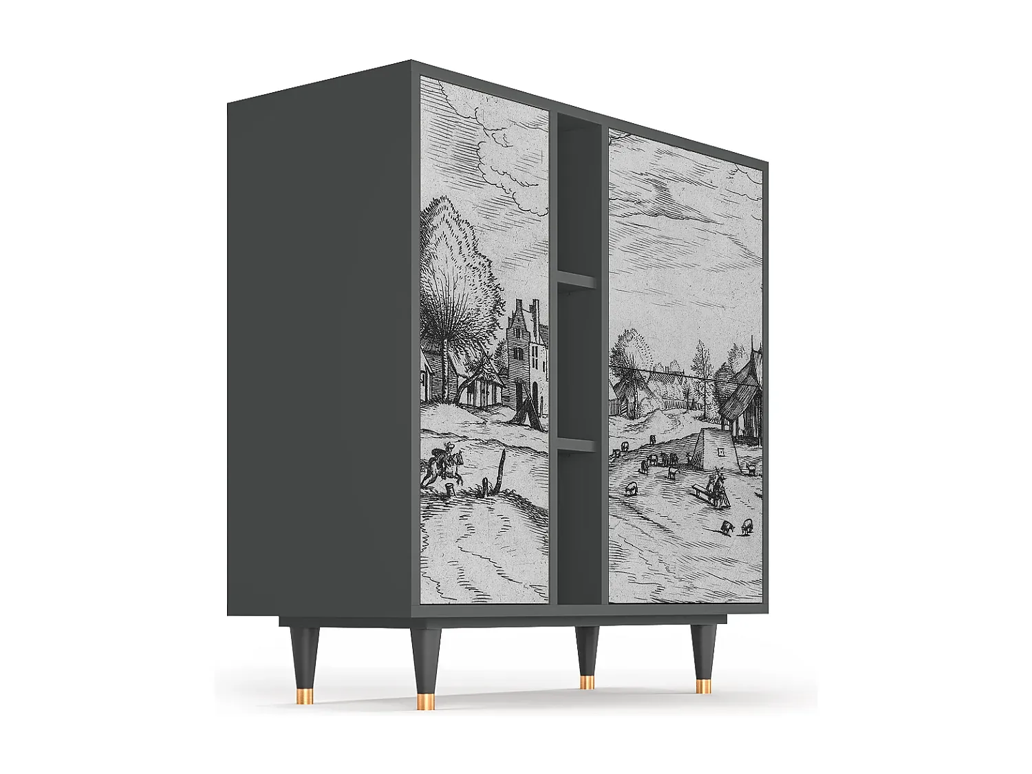 Moderner Sideboard in Anthrazit mit Stauraum-Vibyogi