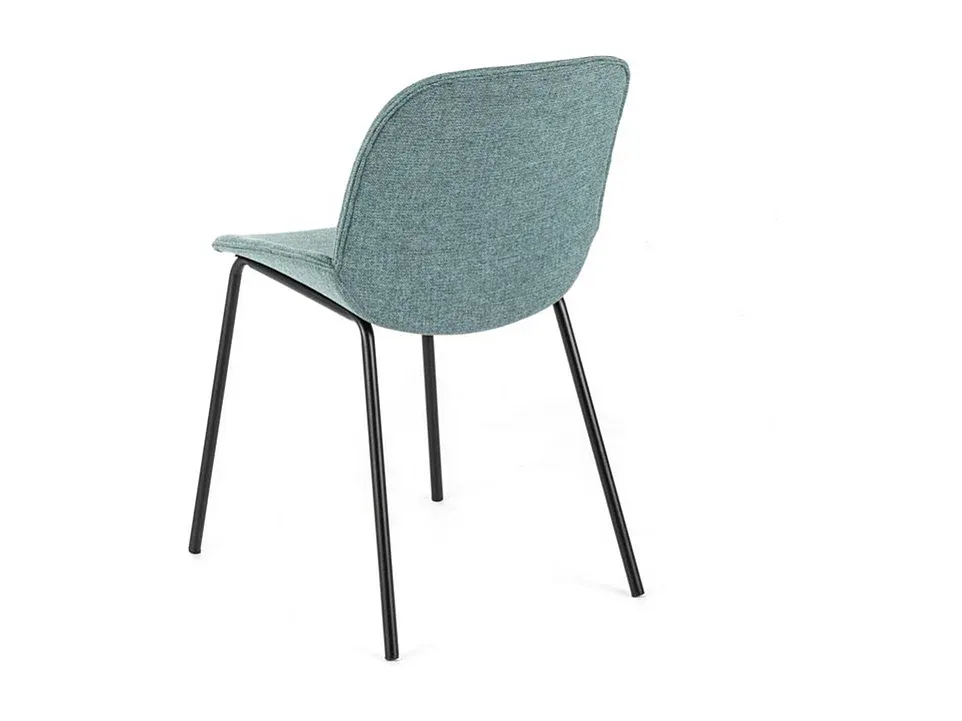 Esszimmerstühle im 4er-Set mit aquamarinfarbenem Stoffbezug und eleganten Metallbeinen-Vibyogi