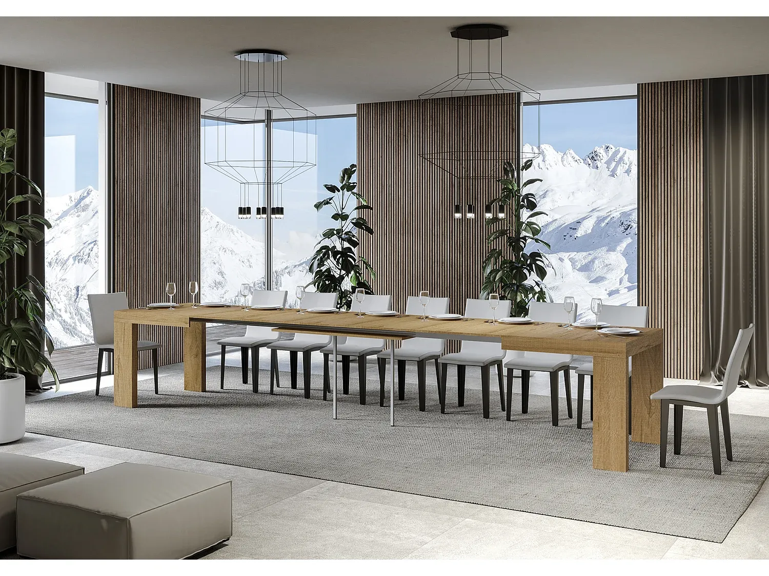 Erweiterbarer Esstisch aus Eichenholz-Vibyogi