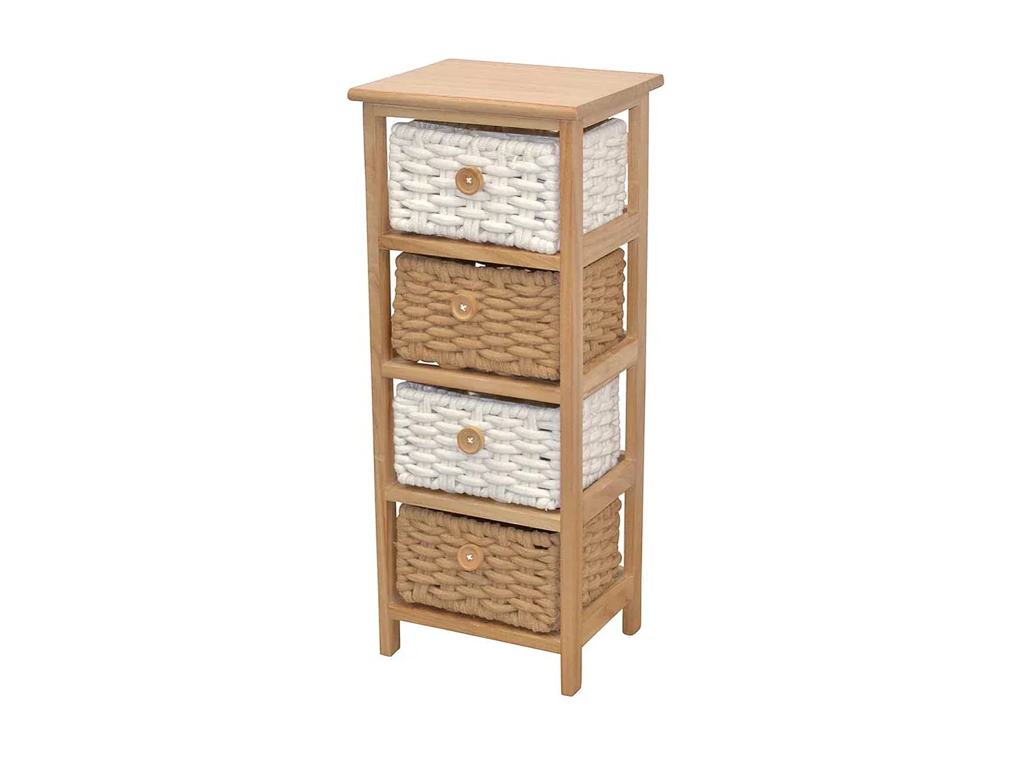 Rustikales Badezimmerregal mit vier Körben-Vibyogi