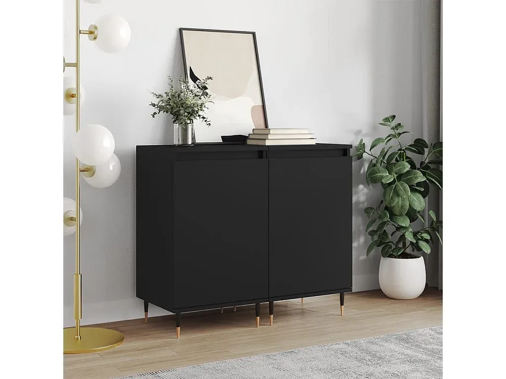 Moderne Schwarz Sideboards im 2er-Set aus Holzwerkstoff-Vibyogi