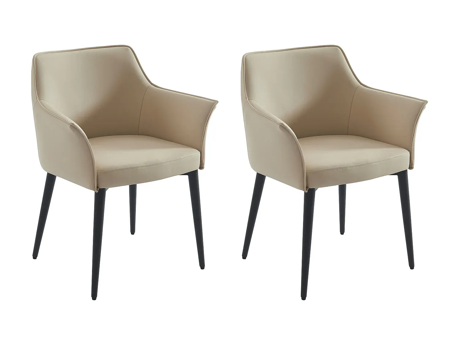 Esszimmerstühle im 2er-Set aus Kunstleder und Metall in Beige-Vibyogi