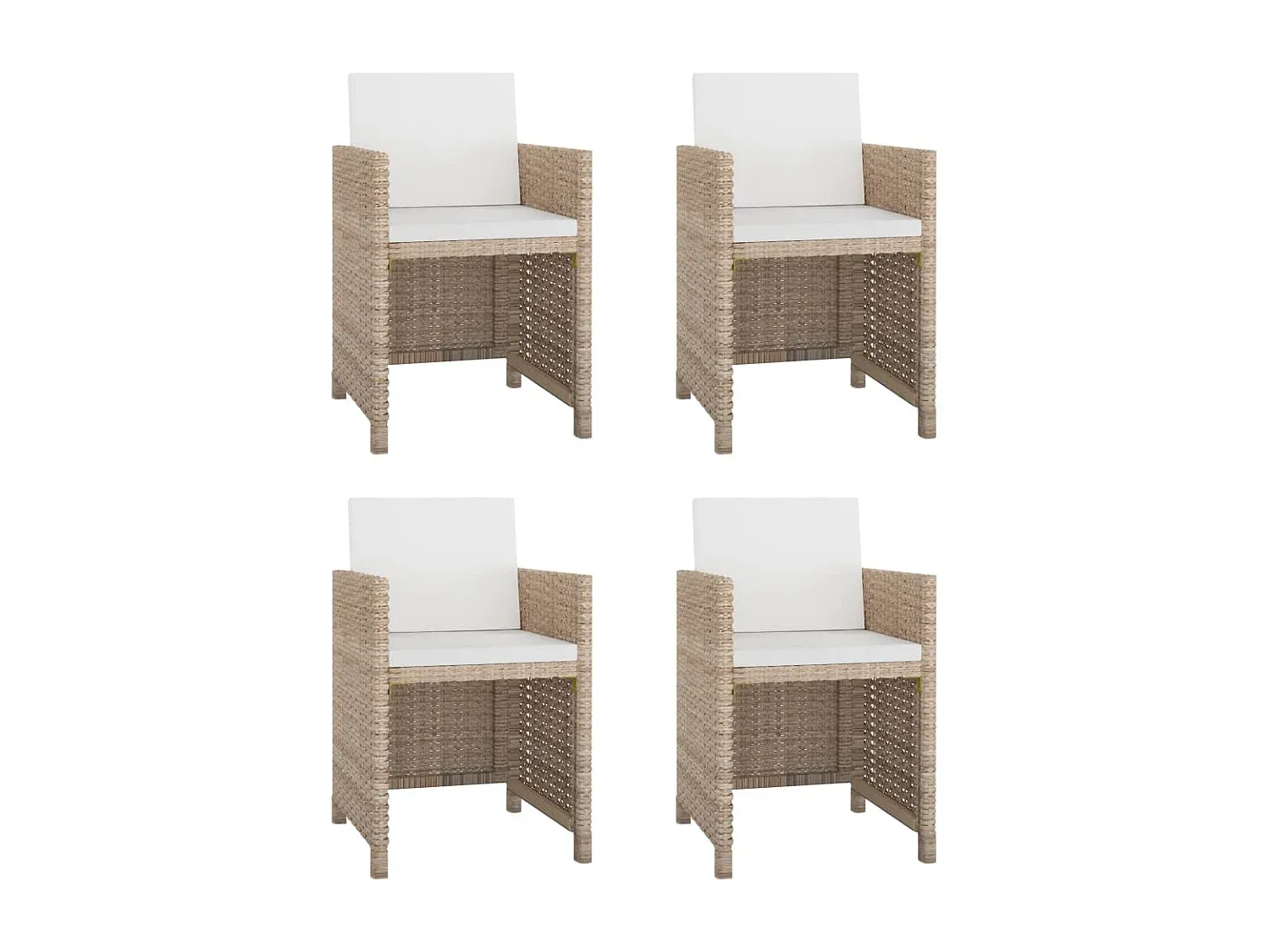 Garten-Essgruppe für 4 Personen aus Poly-Rattan, Beige-Vibyogi