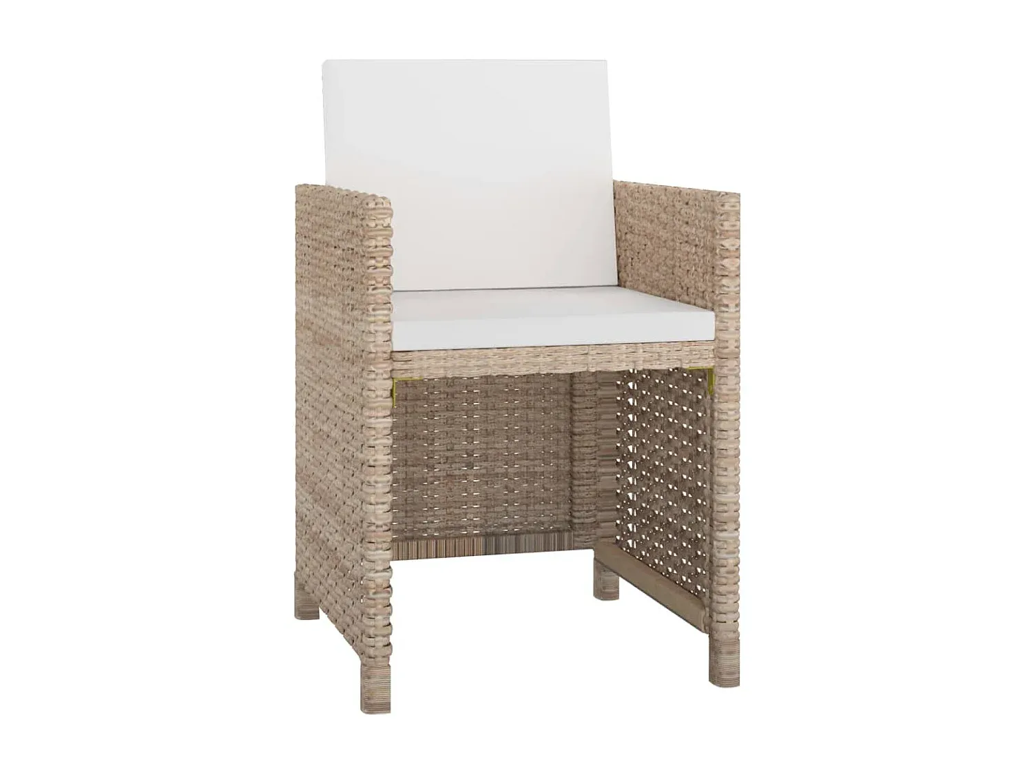 Garten-Essgruppe für 4 Personen aus Poly-Rattan, Beige-Vibyogi