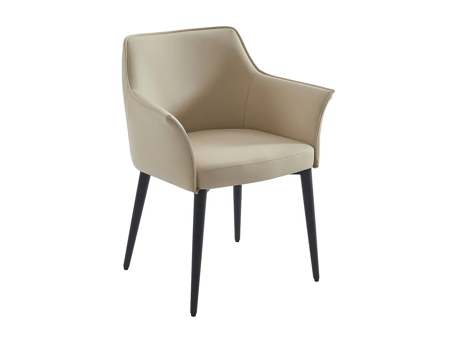 Esszimmerstühle im 2er-Set aus Kunstleder und Metall in Beige-Vibyogi