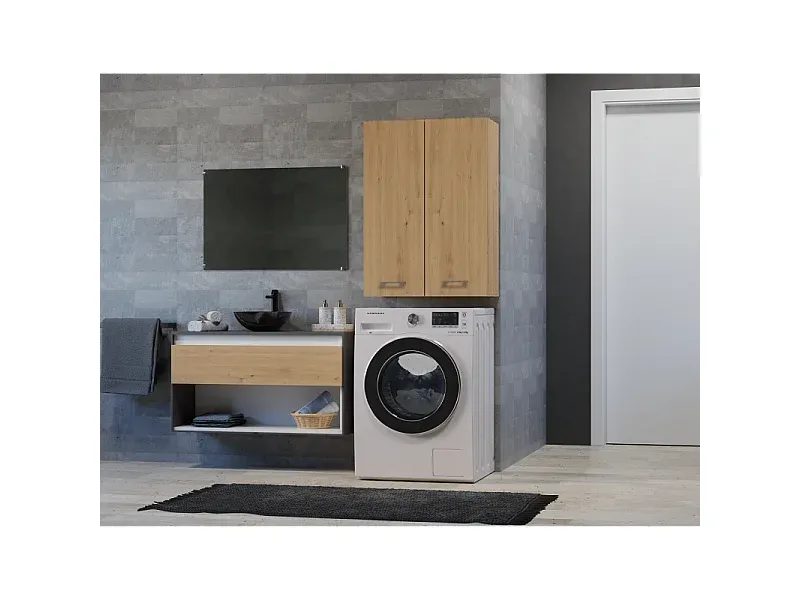 Hängeschrank Badezimmer Eiche 64x30x90 cm-Vibyogi