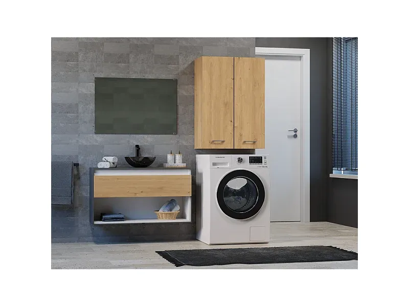 Hängeschrank Badezimmer Eiche 64x30x90 cm-Vibyogi