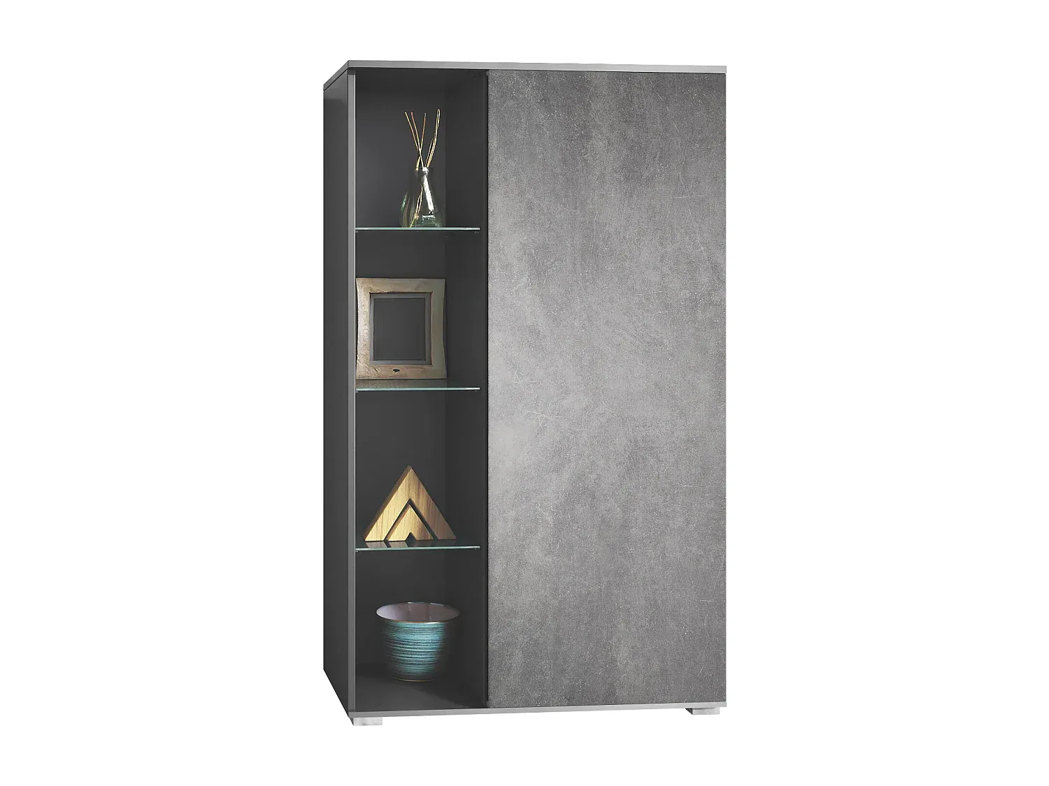 Hochglanz Vitrine in Sandgrau