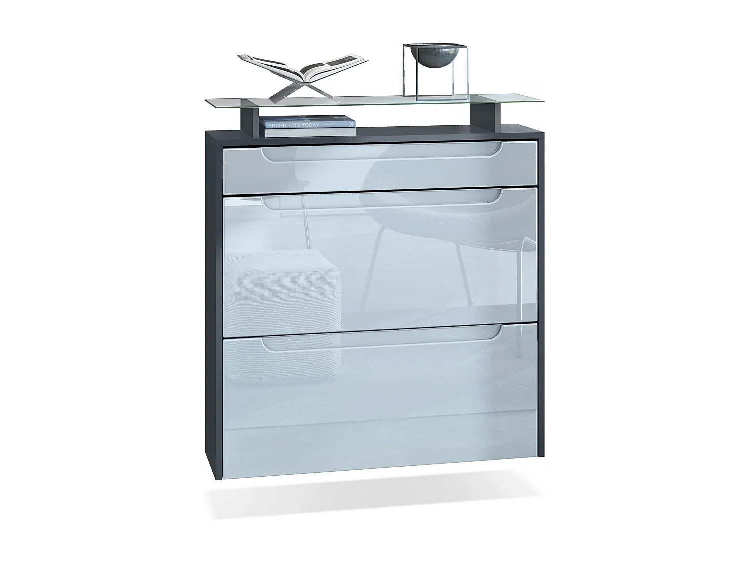 Moderner Schuhschrank mit Hochglanzfronten