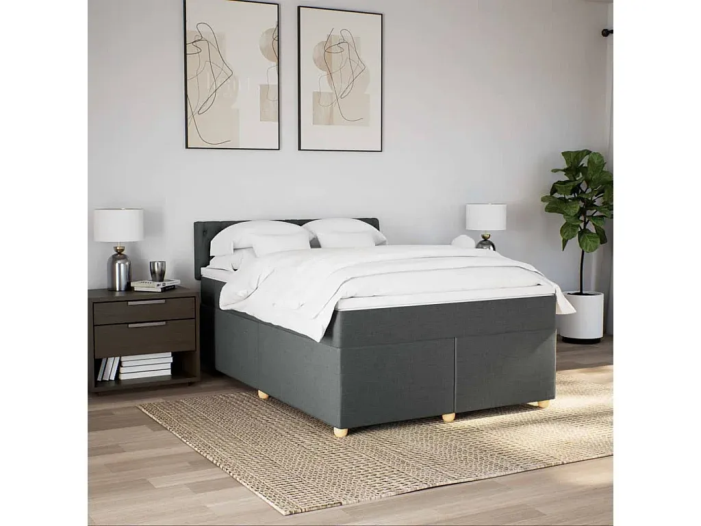 Komfortables Polsterbett mit Matratze 140x190 cm in Dunkelgrau