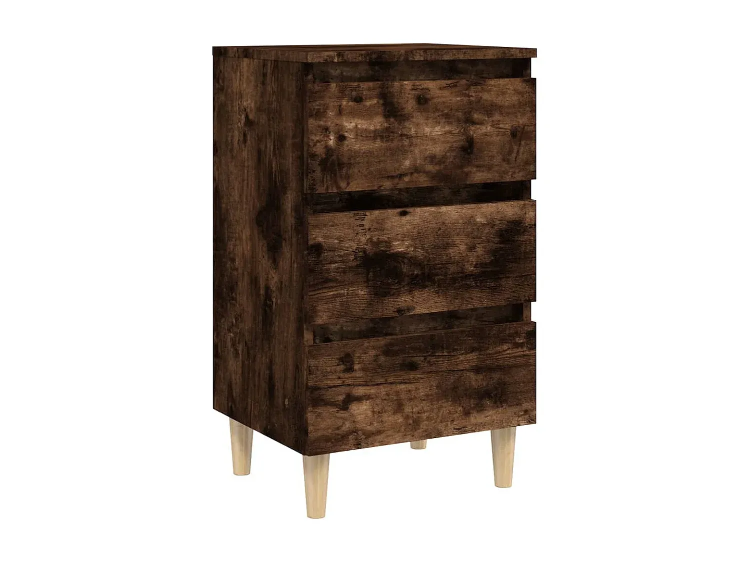 Schwarzer Beistelltisch mit Holzbeinen 40x35x69 cm