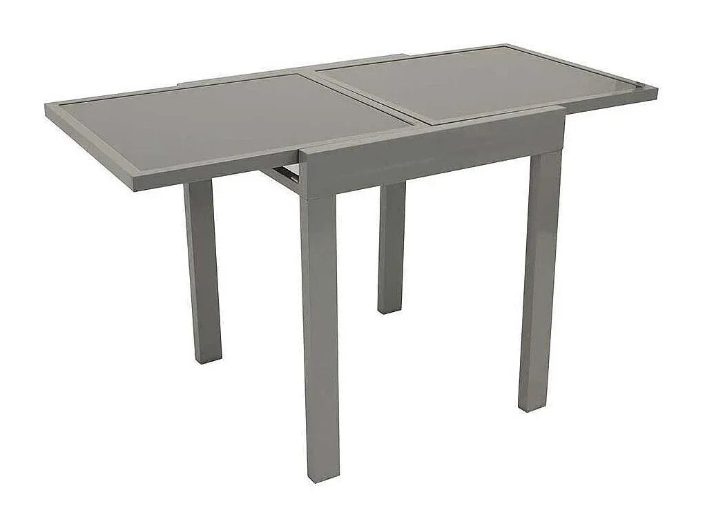 Verlängerbarer Esstisch für den Außenbereich aus Aluminium und Glas