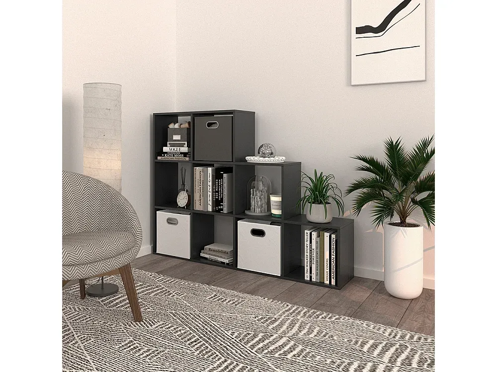 Schwarzes Regal für Treppen 5 Ebenen