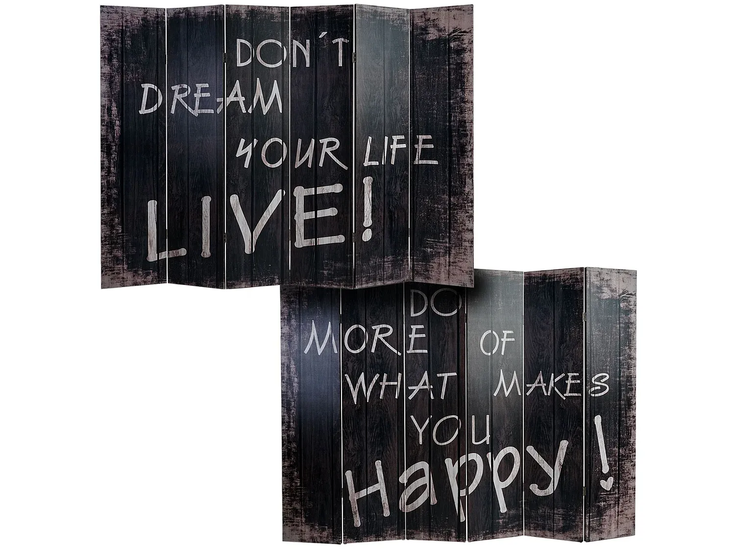 Dekorativer Raumteiler mit Vintage-Design und Textmotiv, 180x240cm