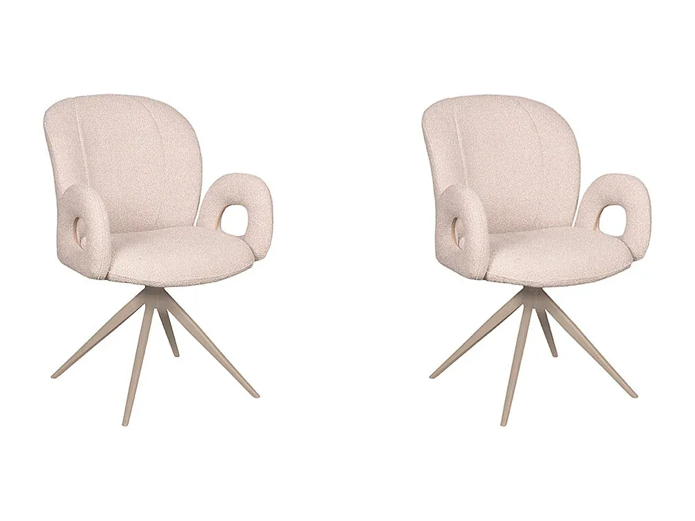Eleganter Esszimmerstuhl im Bouclé-Stoff, Set aus 2 Stück