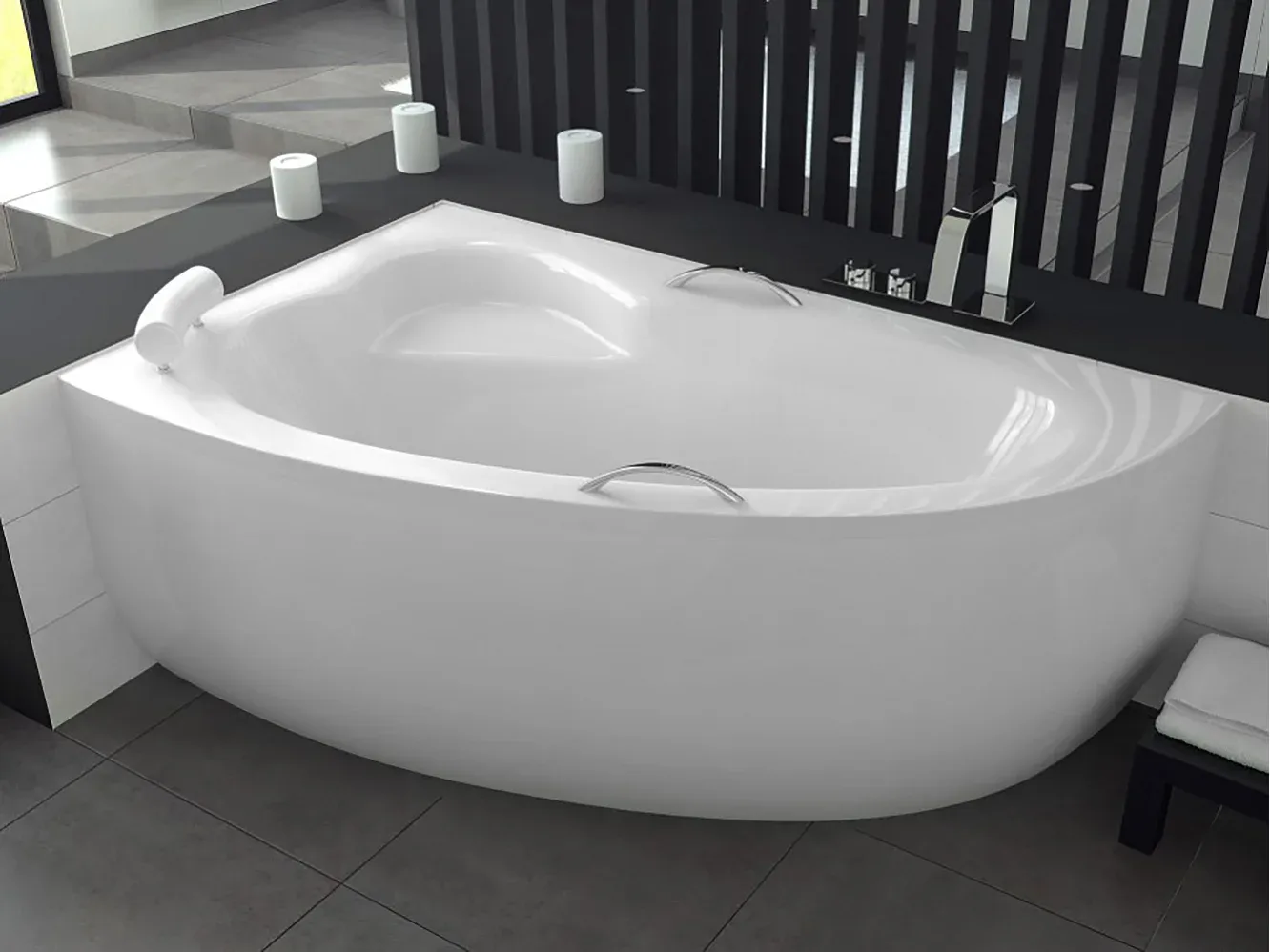 Eckbadewanne 150x100 cm mit Styroporverkleidung