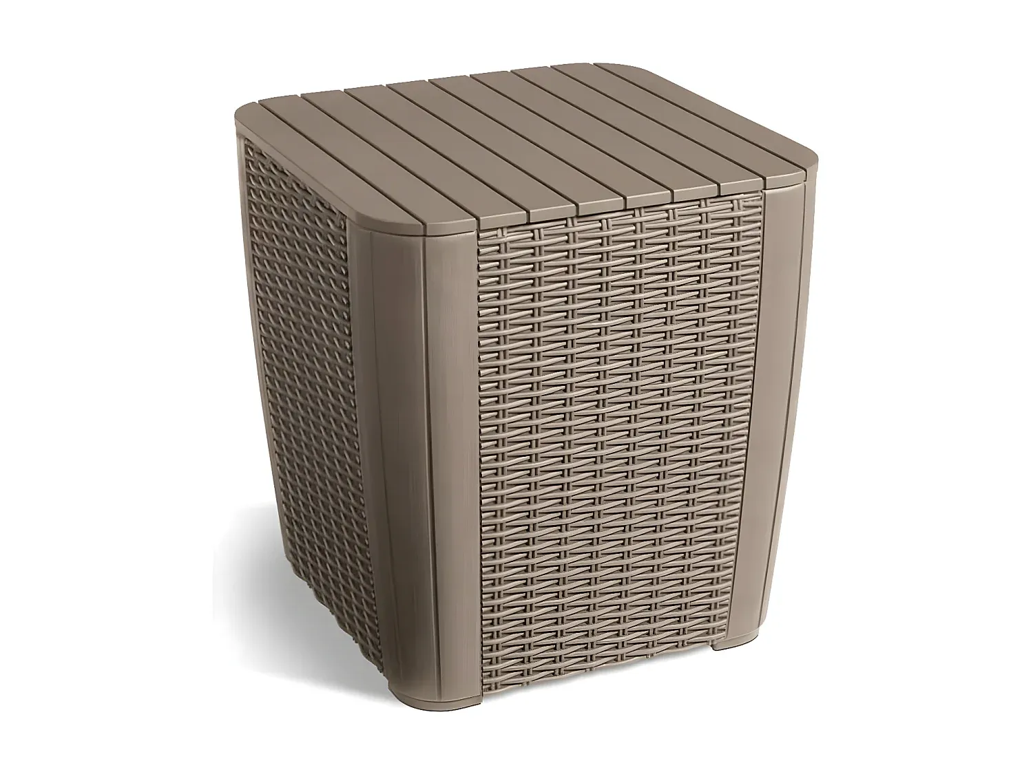 Runder Garten-Beistelltisch in Rattan-Optik, Cappuccino-Braun