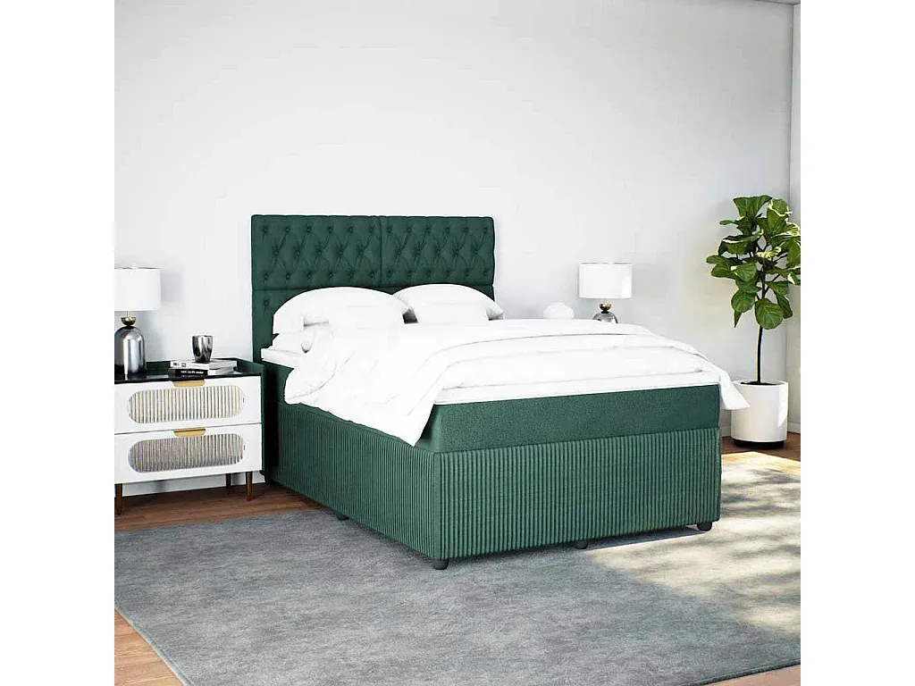 Komfortables Boxspringbett 160x200 cm in Dunkelgrün