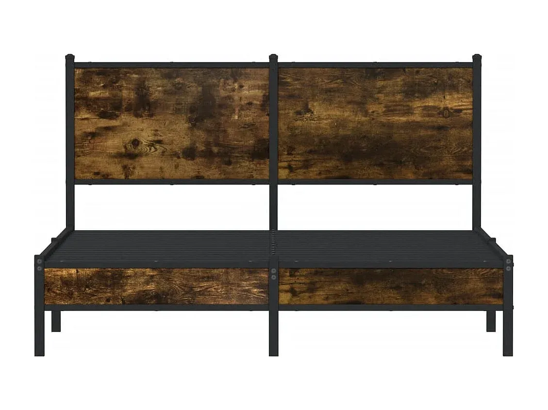 Stilvolles Metallbett in Räuchereiche, 137x190 cm