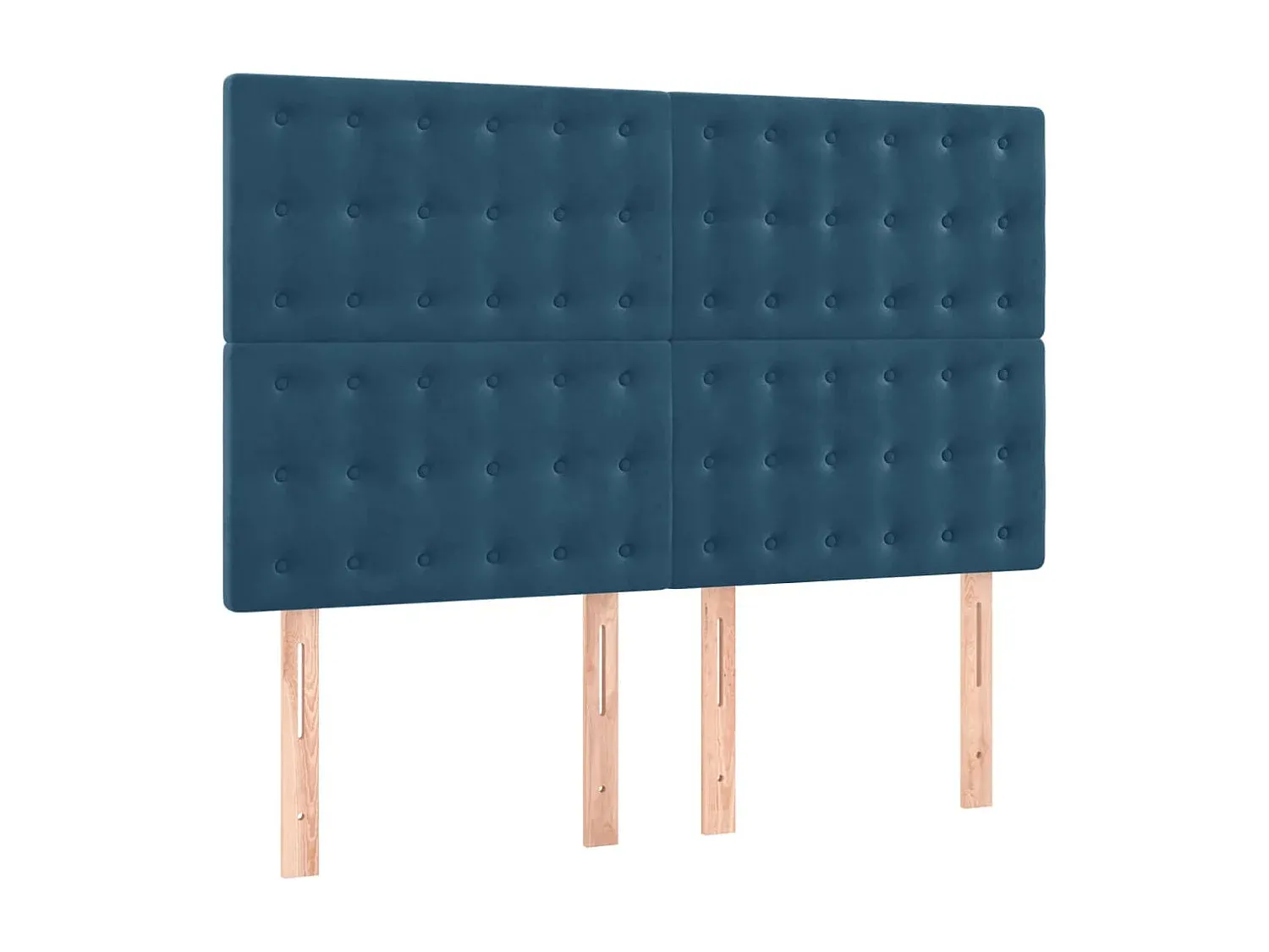 Samt-Kopfteile 4er-Set, Dunkelblau, Höhenverstellbar