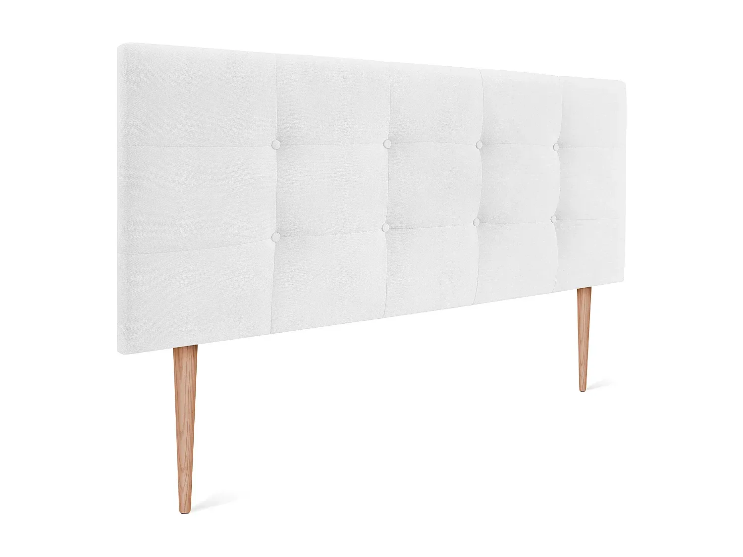 Polster-Kopfteil aus Stoff 135 x 115 cm mit Bettbeinen - Weiß