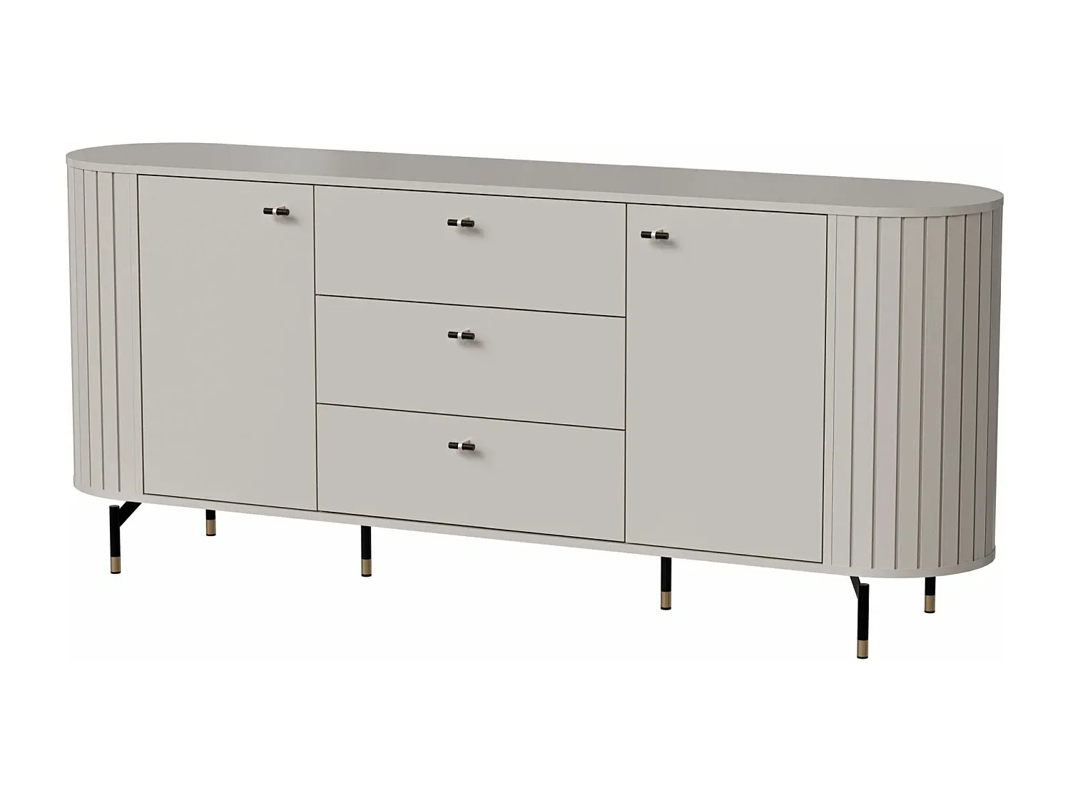 Moderner 2-türiger Sideboard mit Schubladen, graubeige
