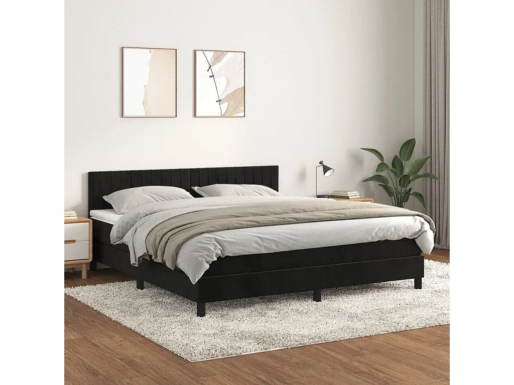Elegantes Boxspringbett in Schwarz 180x200 cm aus Samt