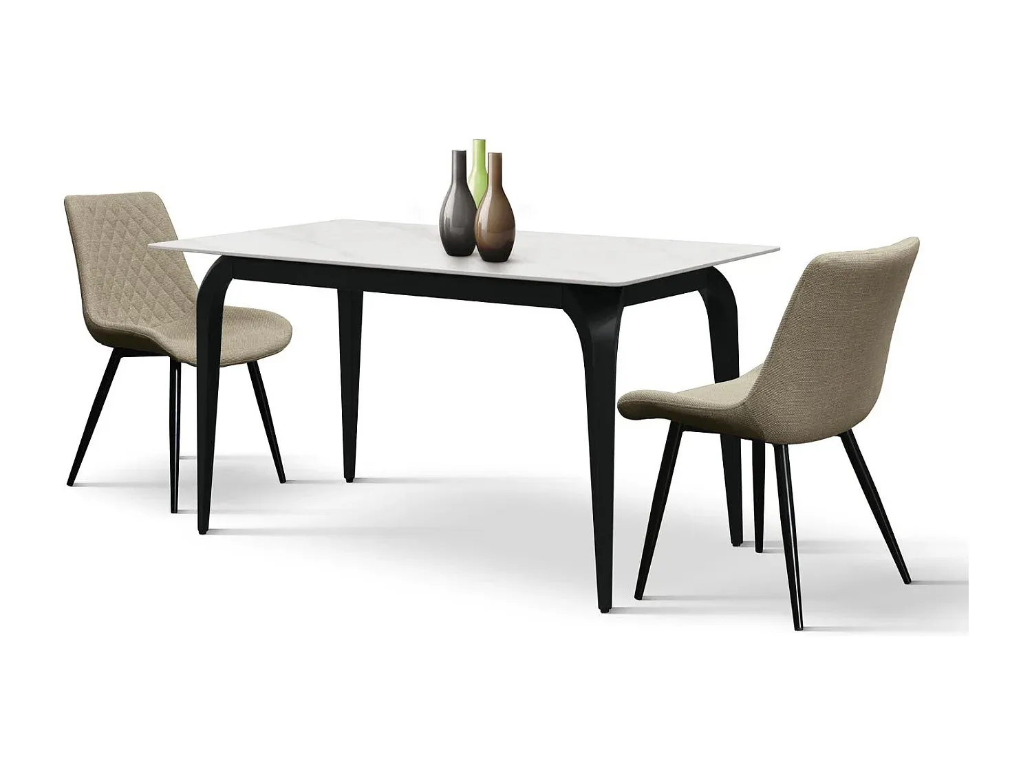 Keramiktisch mit Marmoreffekt und Metallbeinen, 140 x 80 x 76 cm