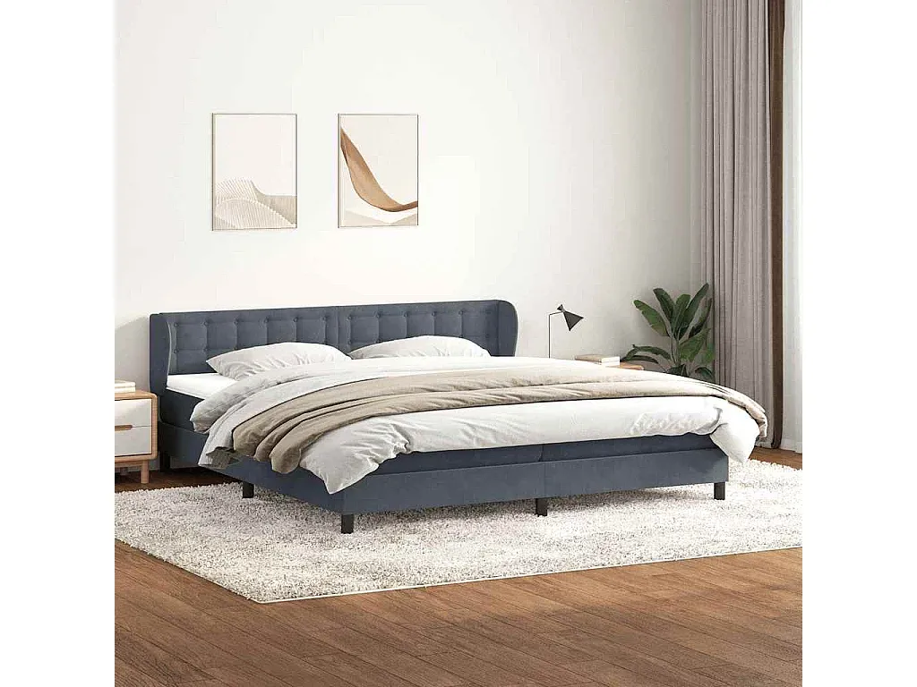 Elegantes Boxspringbett Dunkelgrau 180x220 cm aus Samt