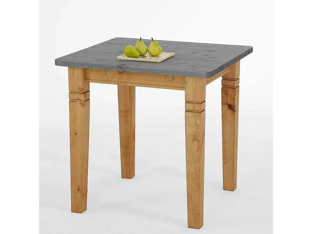 Grauer quadratischer Esstisch aus Kiefernholz