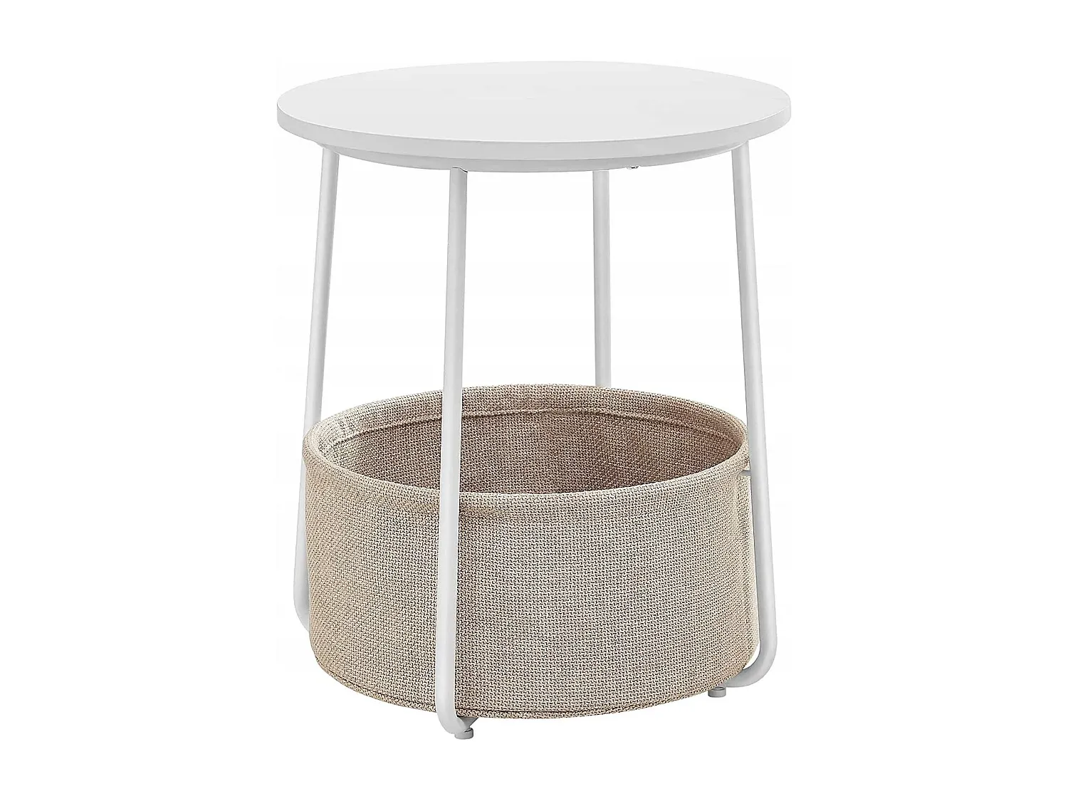 Runder Couchtisch mit Aufbewahrungskorb, Weiß