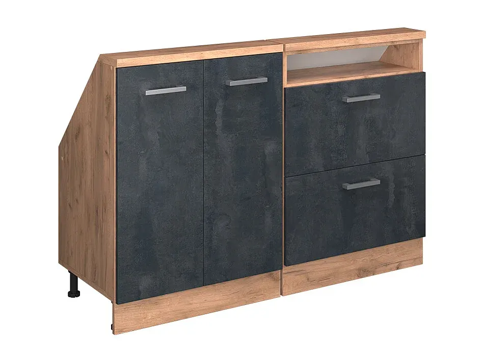 Schranksystem für Dachschrägen, schwarz/beton/gold, 120x46x81.6