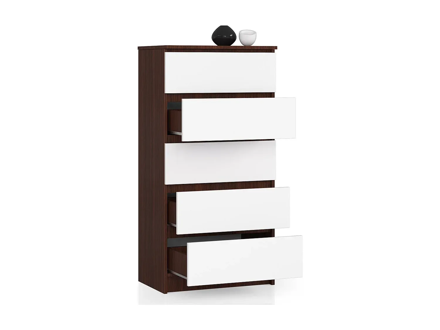 Moderne Kommode mit 5 Schubladen und weißer Front