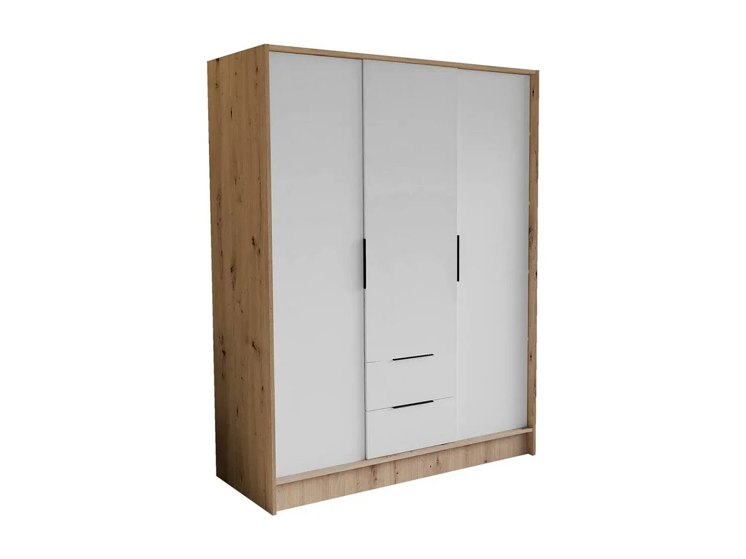 Moderner Kleiderschrank mit Drehüren, Eiche und Weiß, 150x51x200 cm