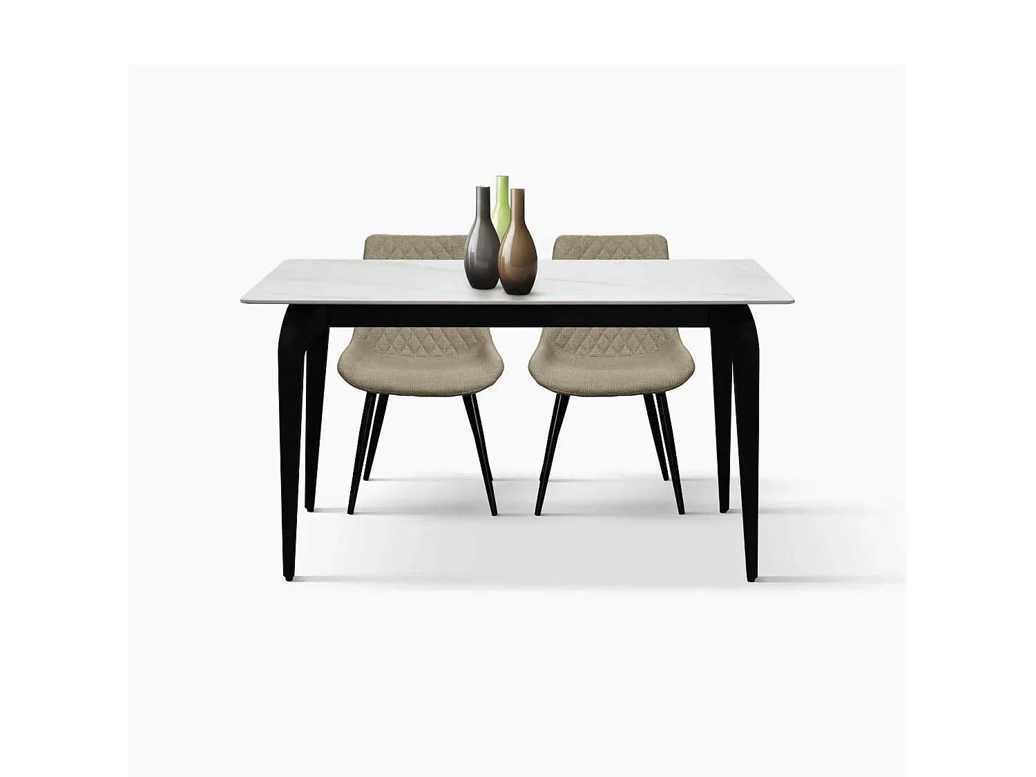 Keramiktisch mit Marmoreffekt und Metallbeinen, 140 x 80 x 76 cm