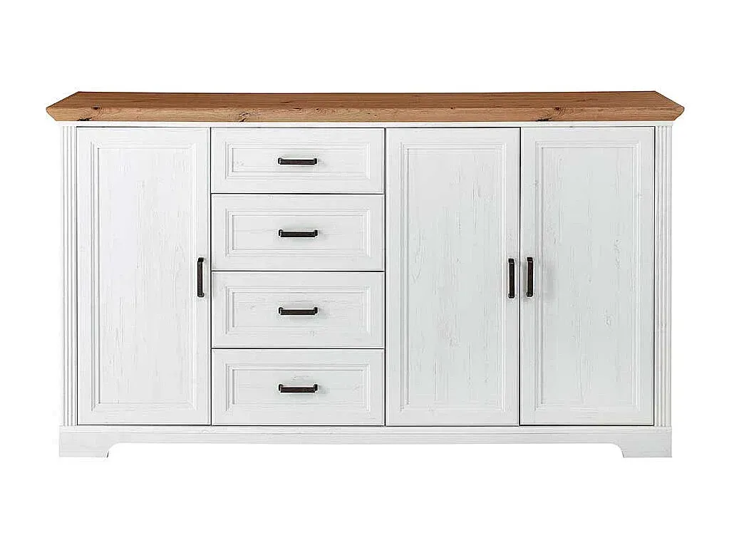 Weißes Sideboard im Landhausstil mit Eichenoptik
