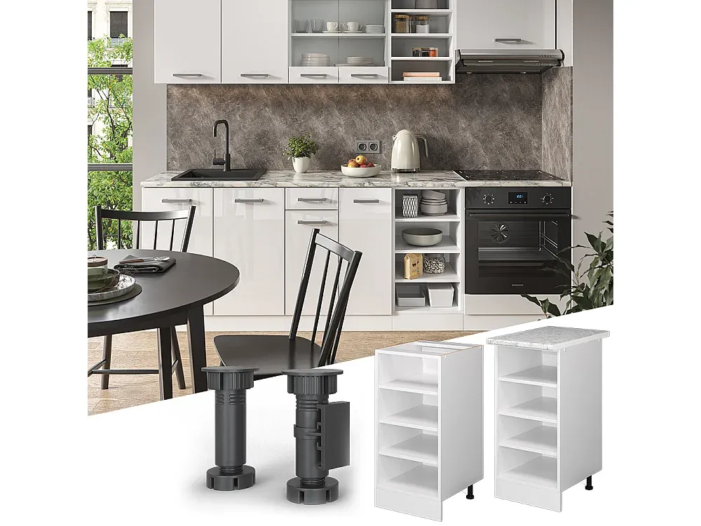 Weißes Küchenregal mit optimaler Stauraumnutzung