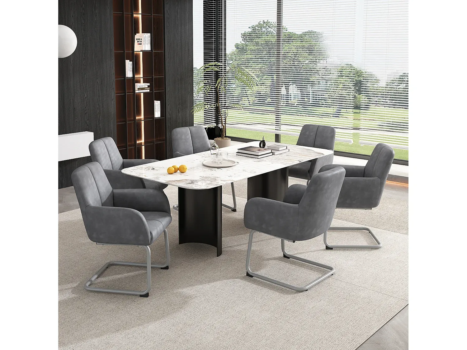 Zweisitzer Ledersessel für Wohn- und Schlafzimmer - Stahlbeine - Grau