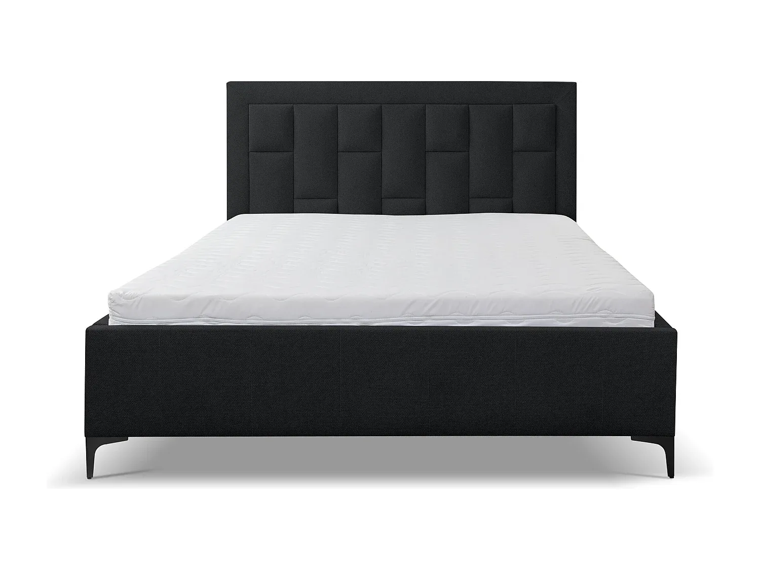 Gemütliches Polsterbett mit Lattenrost und Bettkasten, 140x200 cm, Schwarz