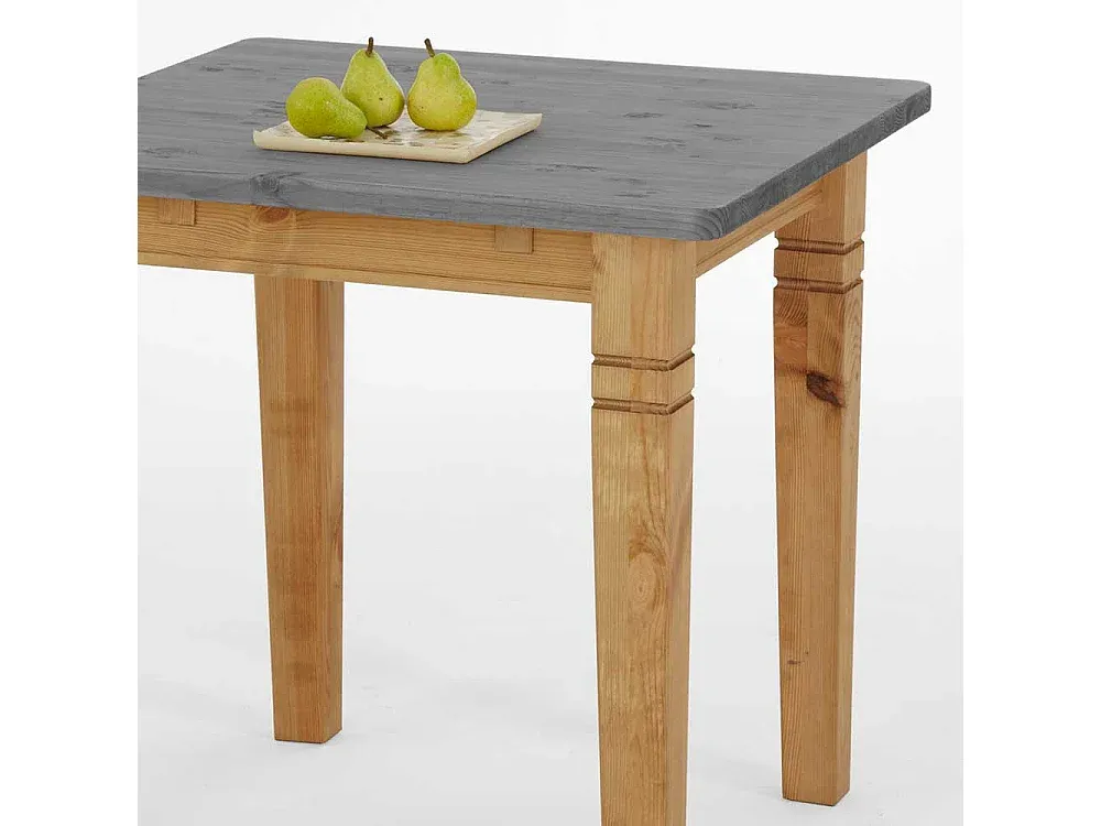 Grauer quadratischer Esstisch aus Kiefernholz