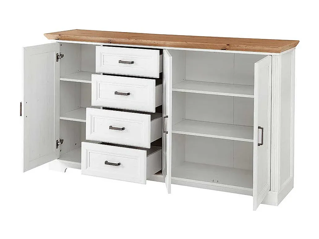 Weißes Sideboard im Landhausstil mit Eichenoptik