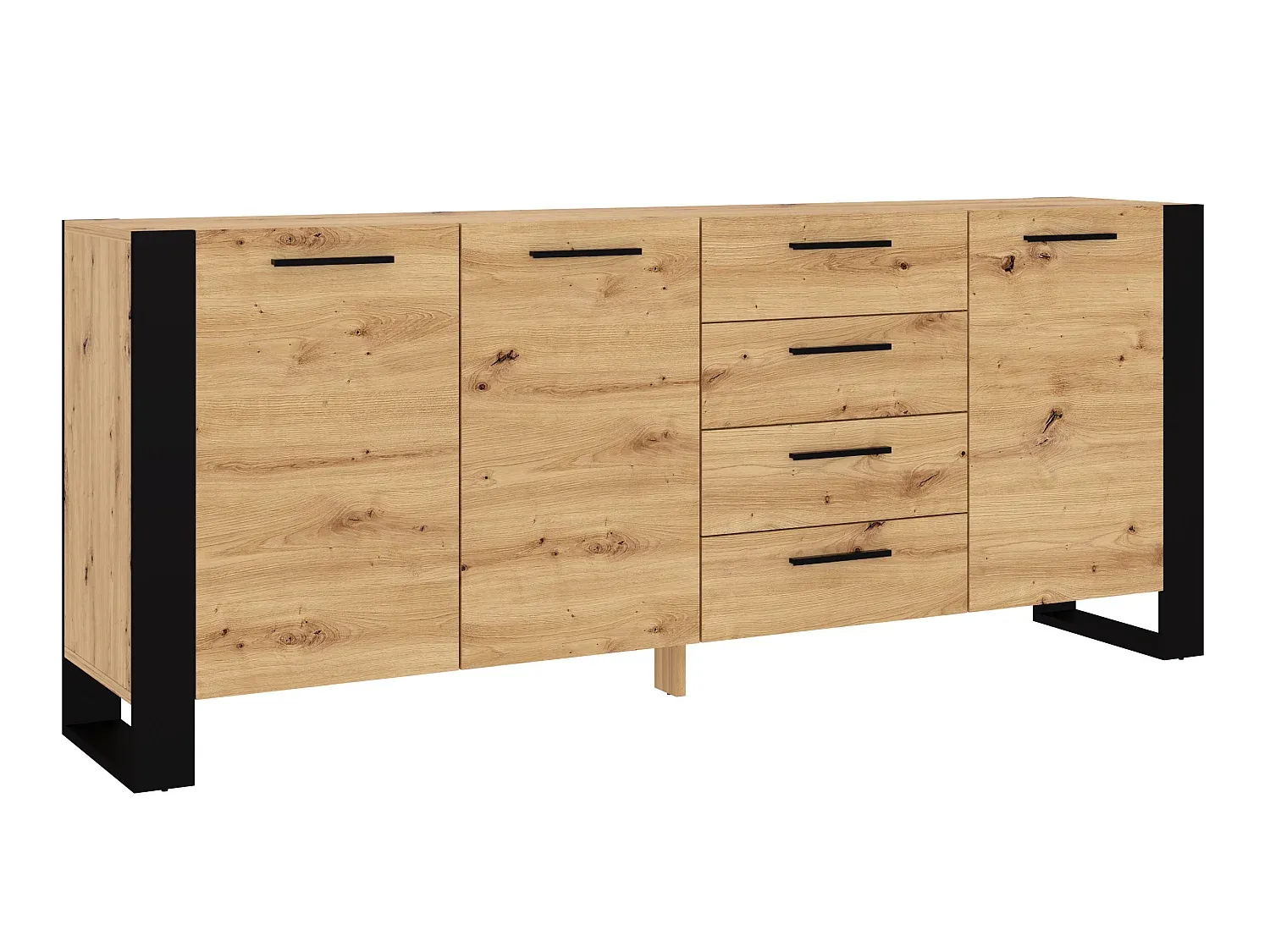 Große Holzkommode mit Schubladen, 197x45x87 cm