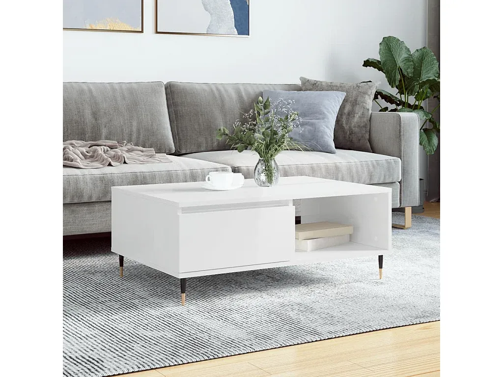 Moderner Hochglanz Couchtisch in Weiß