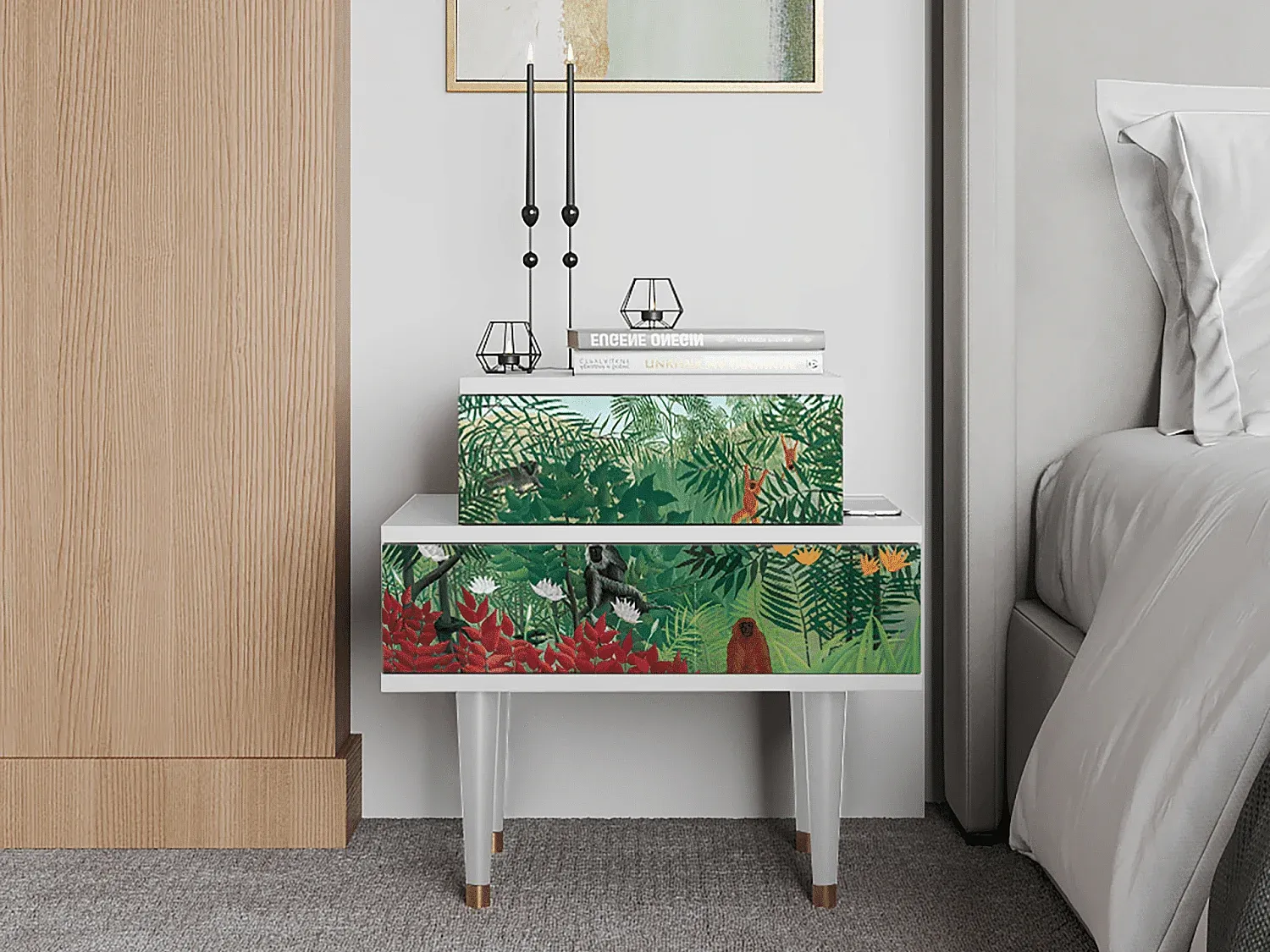 Moderner Nachttisch in Weiß, Kompakte Größe