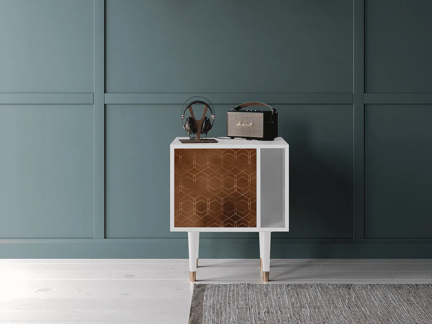 Moderner Nachttisch in Schokolade und Weiß