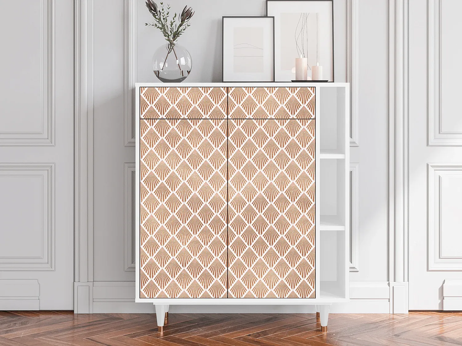 Elegantes Sideboard mit Stauraum, Pastellfarben, Weiß