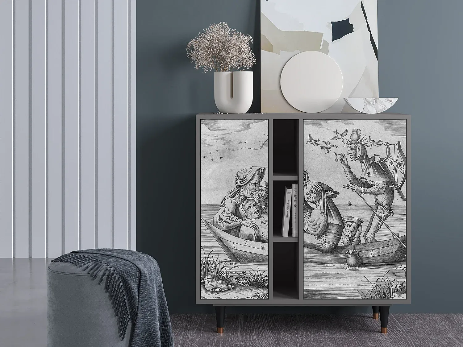 Modernes Sideboard mit Stauraum in Blau und Grau