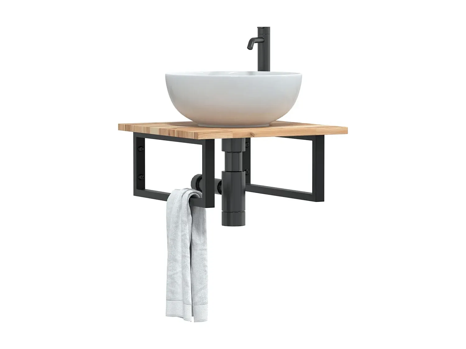 Stahl-Wandregal mit Akazienholz