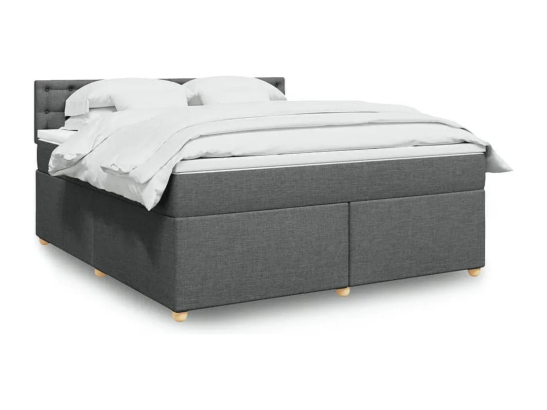 Elegantes Boxspringbett mit Matratze in Dunkelgrau 180x200 cm